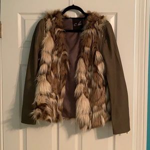 Faux fur and vegan leather jacket